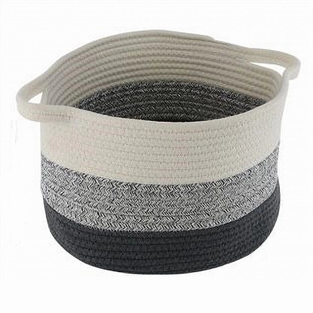 Trade Shop - Cestino Cesto Tessuto Corda Intrecciato Porta Oggetti Rotondo 29 X 20 Cm 10651 -
