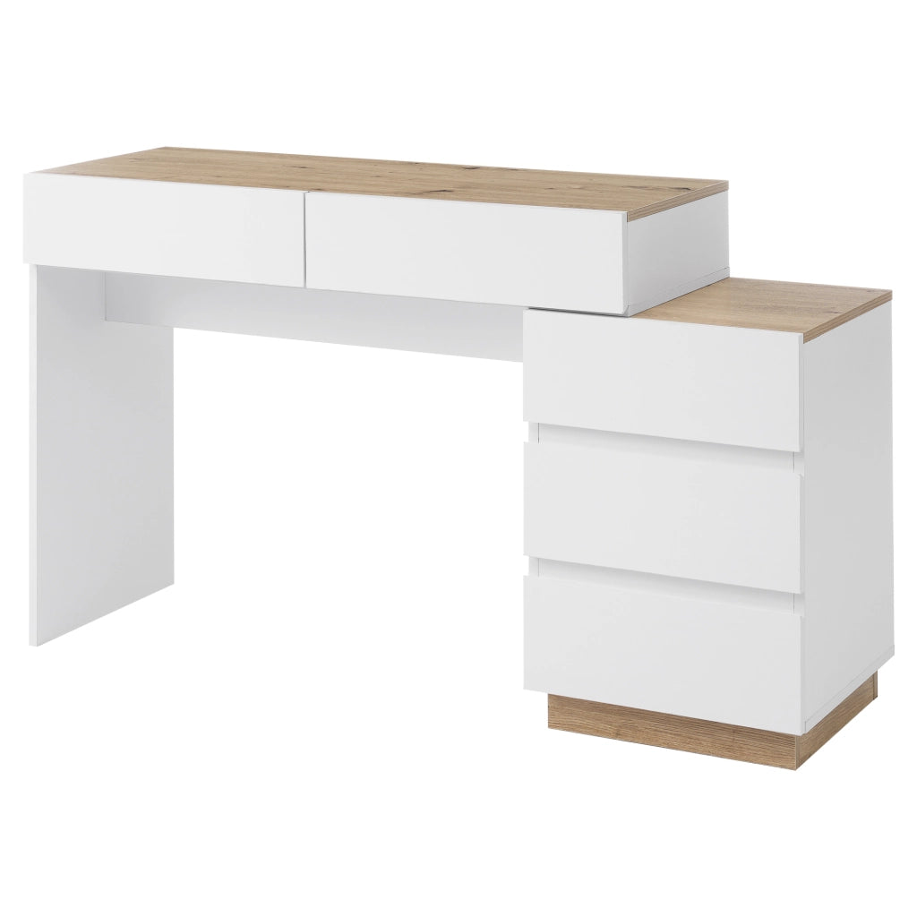 Scrivania con 5 Cassetti per Camera ¨C Xylo ¨C Bianco e Rovere