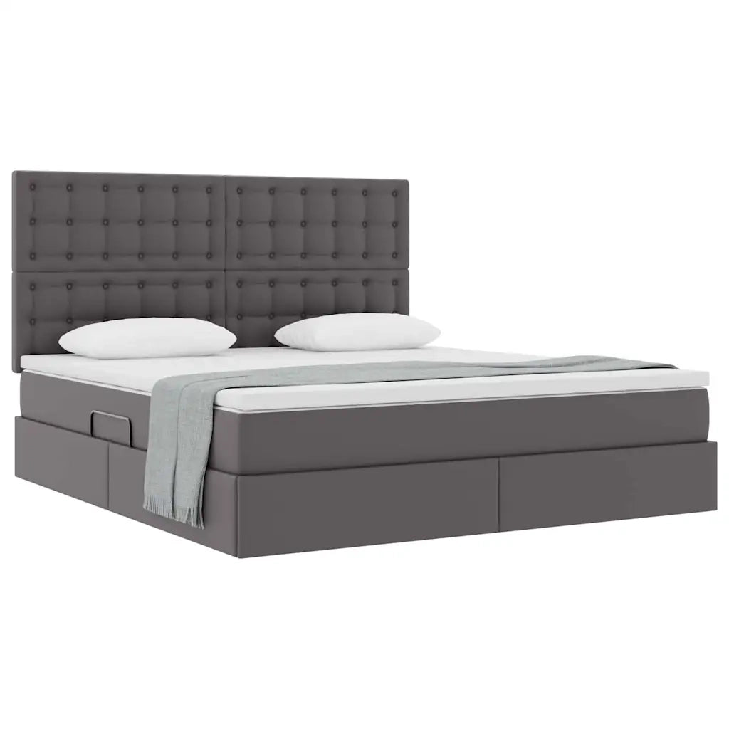 Letto con Contenitore Grigio 160 x 200 cm Pelle Sintetica