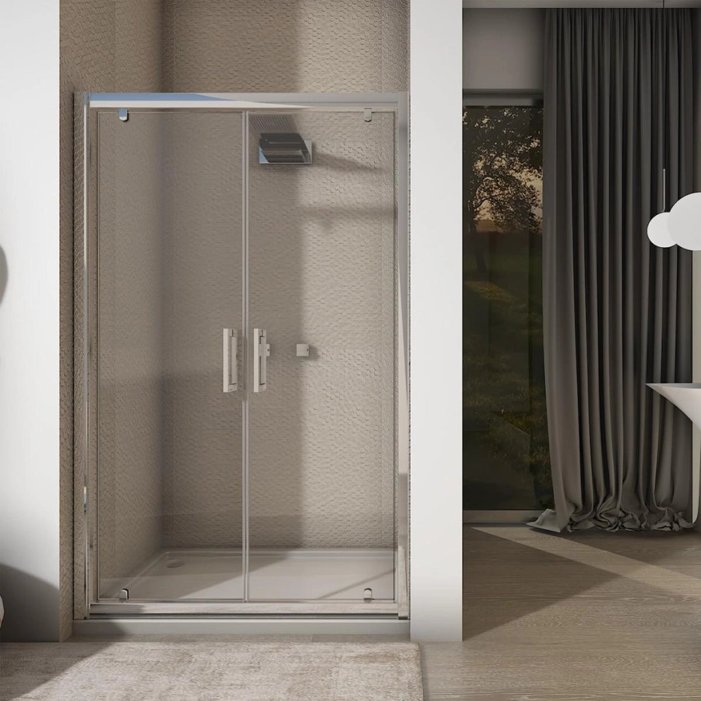 Porta Parete Doccia 120 cm 2 Ante Saloon in Cristallo Trasparente 6mm H195 Bonussi Giuly