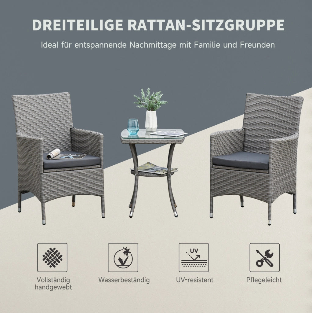 Set bistrot da giardino 3 pezzi con tavolo Ø60x69 cm e 2 sedie in ferro verde anticato