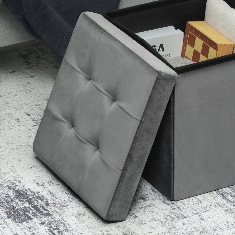 POUF Contenitore Pieghevole 38x38x38 cm Grigio in poliestere