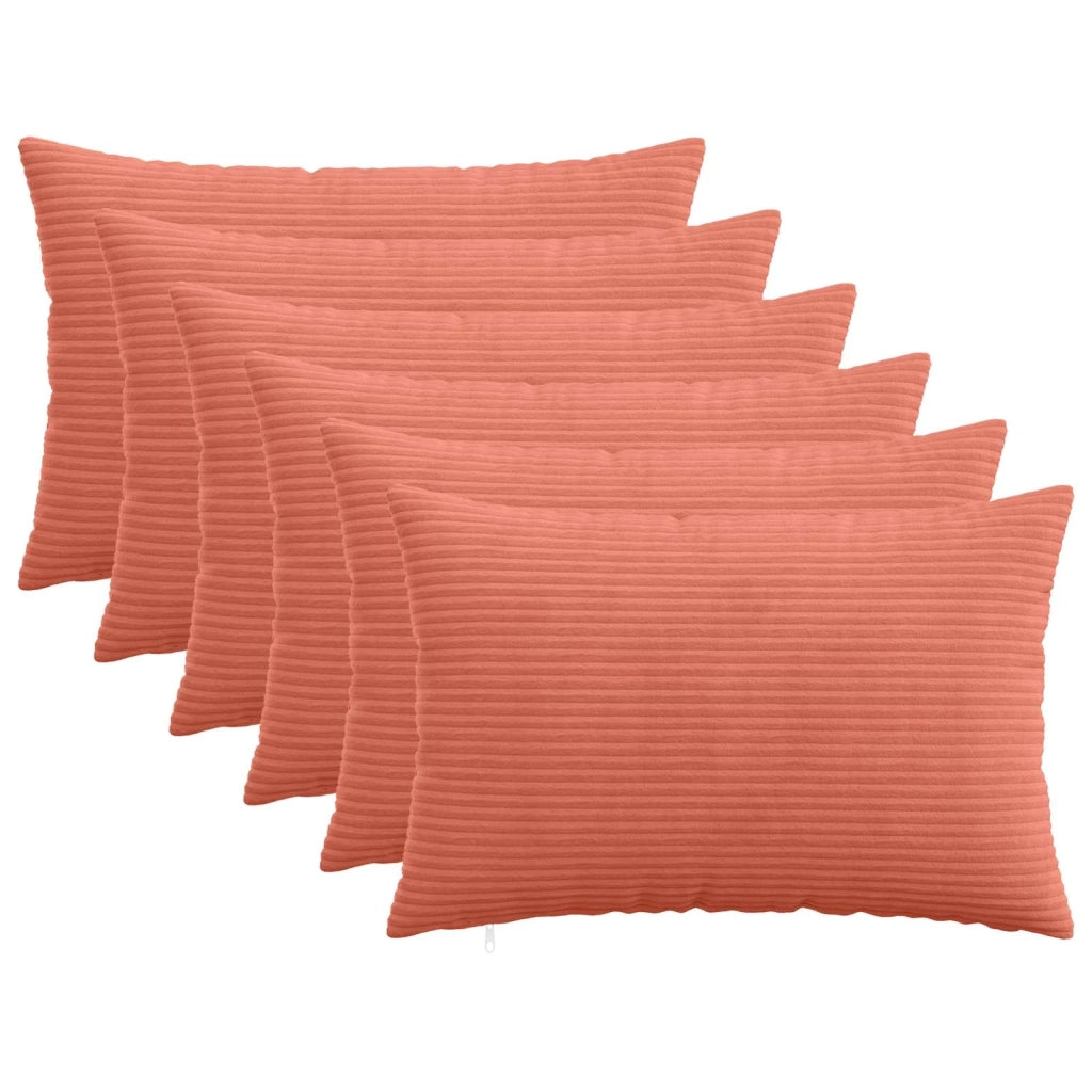 Federa 6 pcs HEERLEN Rosso Arancio 40 x 60 cm corduroy 909216