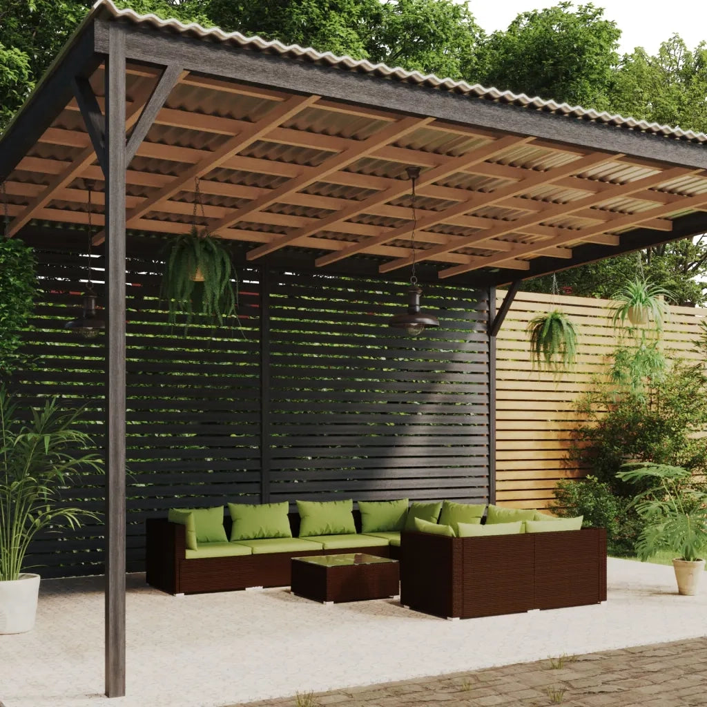 Set Divani da Giardino 9 pz con Cuscini in Polyrattan Marrone cod mxl 35840