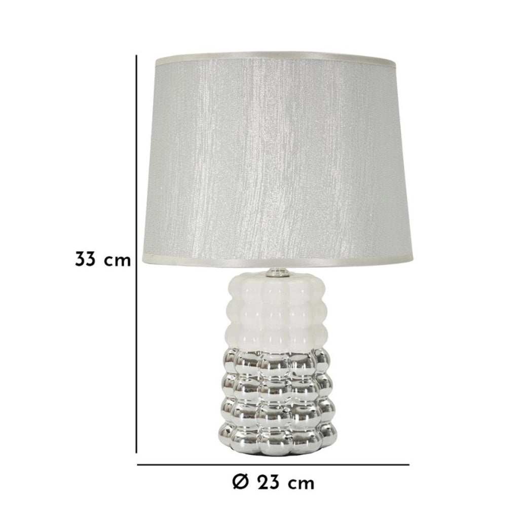 Lampada da tavolo Lace bianca e argento in ceramica Ø23×33 cm