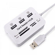 Trade Shop - Lettore Di Schede Carte + Hub Usb 2.0 3 Porte Usb Slot Ms Sd Mmc Tf M2 Q-h02 -