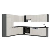 Cucina angolare completa Fame-Line GrigioBeige/Antracite 347 x 60 cm, PT Antracite Vicco