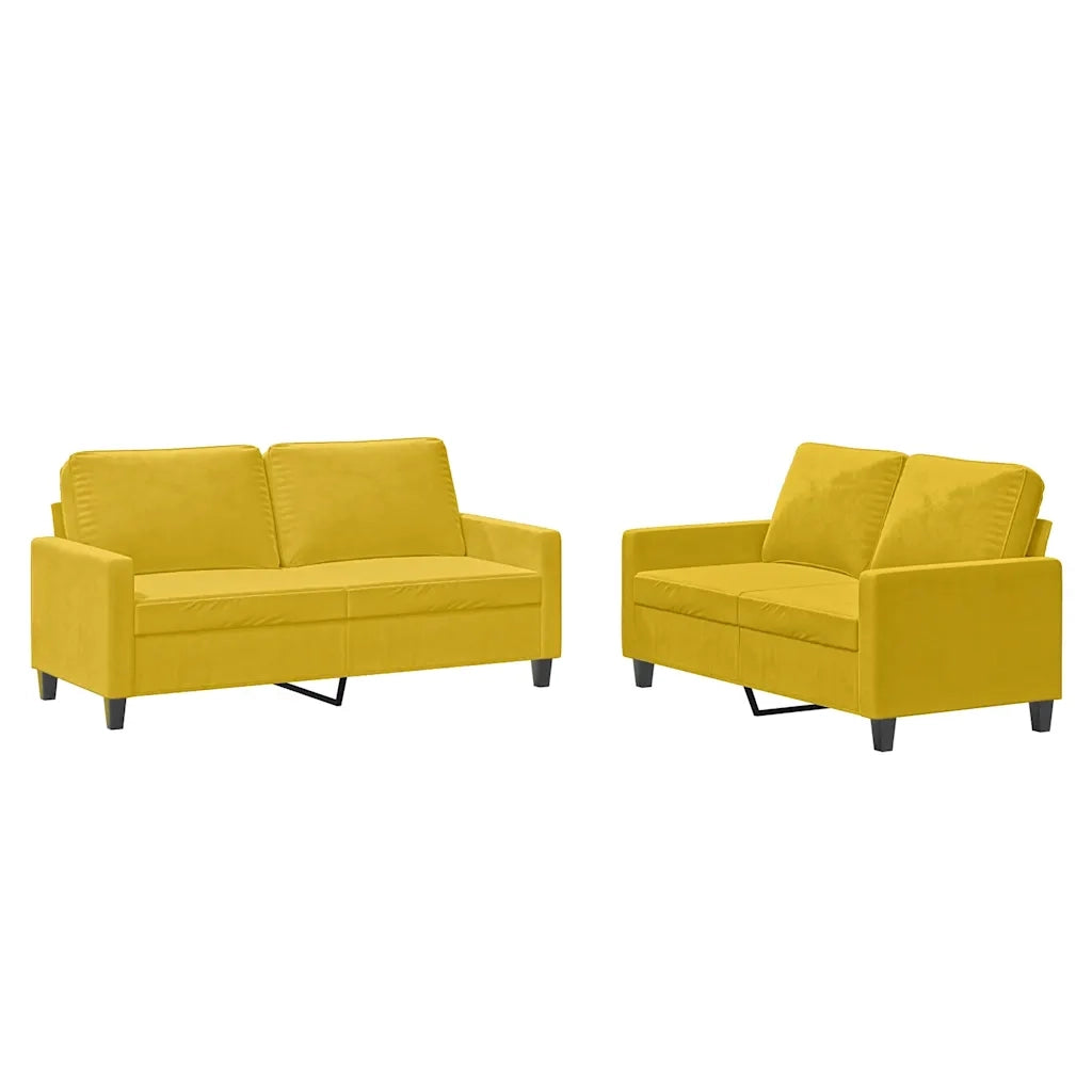 Set di Divani 2 pz con Cuscini giallo in Vellutocod mxl 131041