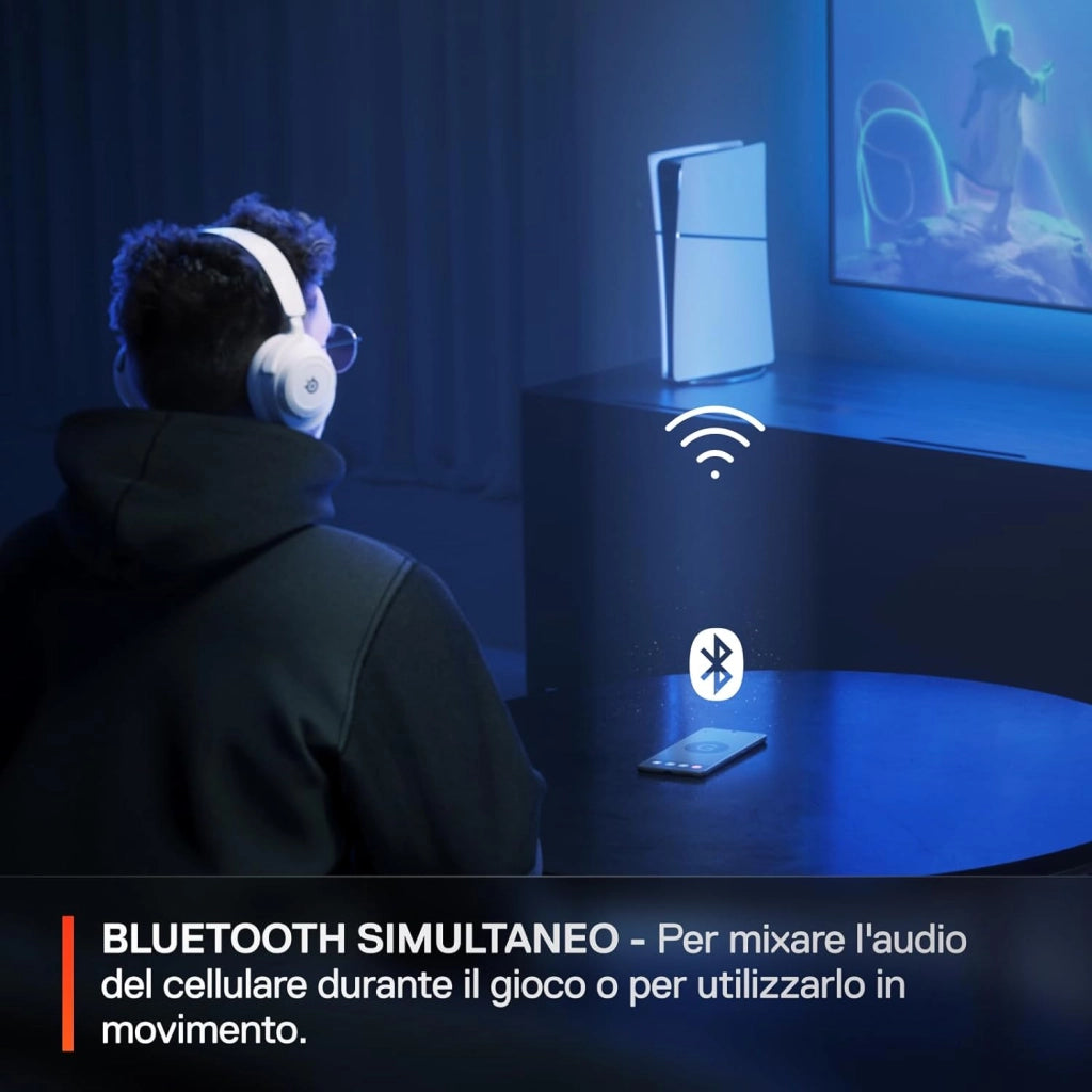 Arctis Nova 7 Cuffia da gaming multipiattaforma wireless - Driver magnetici al neodimio - 2.4GHz + Bluetooth mixabile - Batteria USB-C da 38 ore - Mic ClearCast Gen2 AI - PC, PS5,VR,Mobile