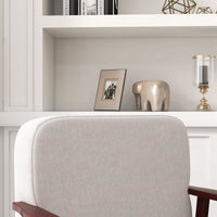 Poltrona a Dondolo 66x78x76 cm in Tessuto Effetto Lino e Legno Beige e Marrone