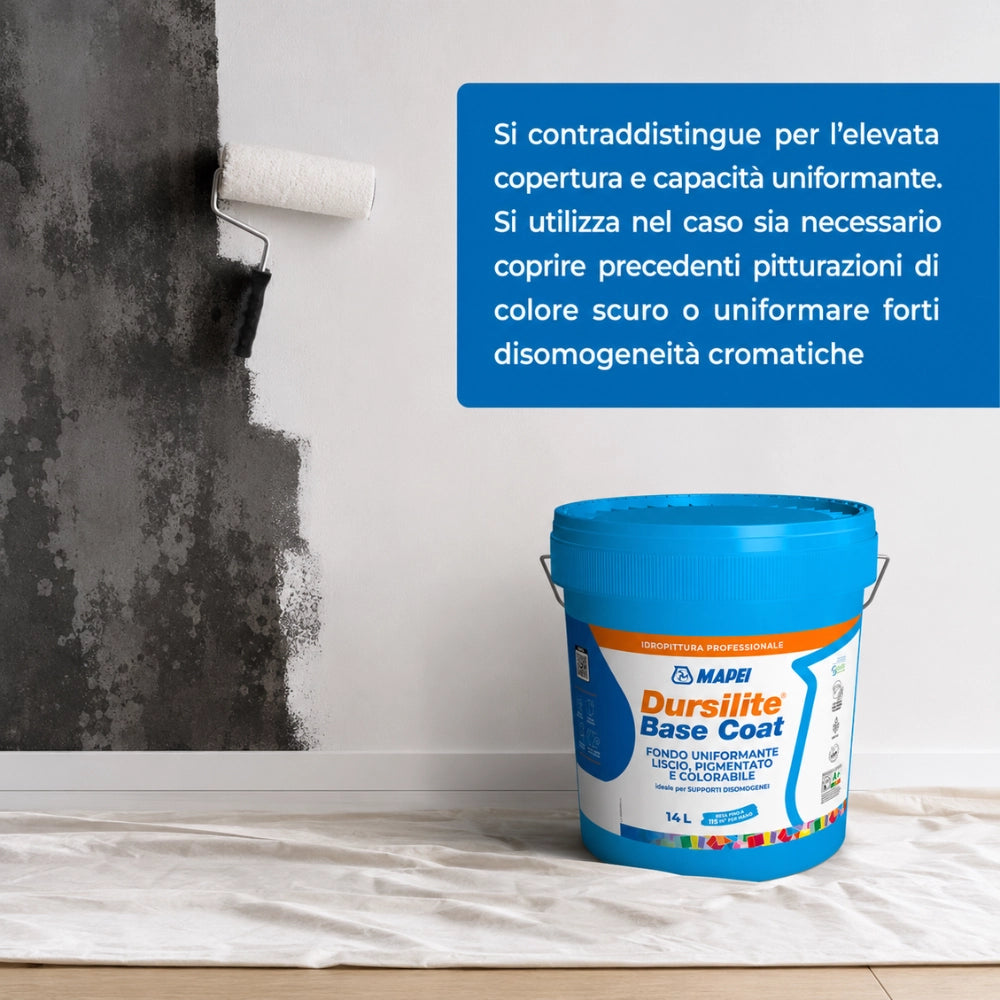 Mapei dursilite base coat fondo murale liscio colorabile per supporti disomogenei *** formato 14 lt, confezione 1