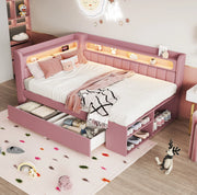 Letto singolo imbottito 90x200 cm rosa con LED e USB