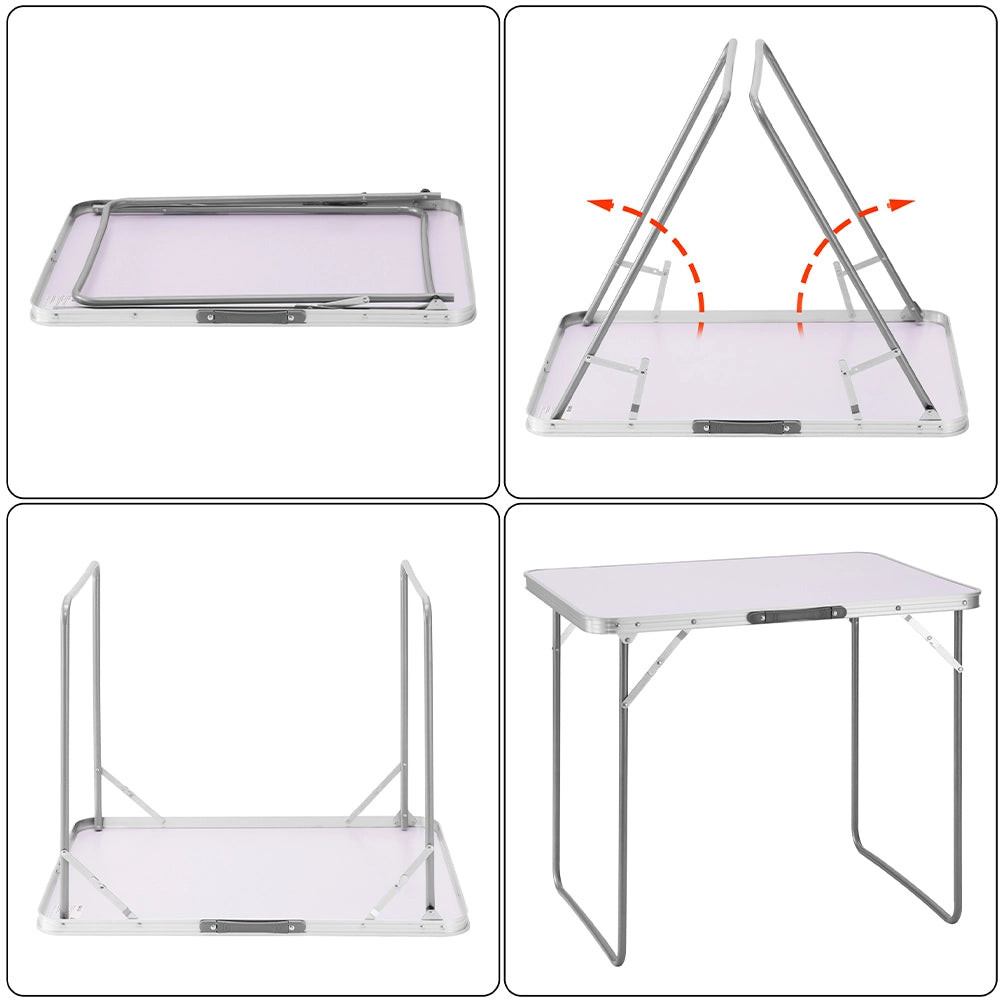 Tavolo Campeggio Picnic Alluminio 60x80x68 cm Pieghevole Maniglia per Trasporto