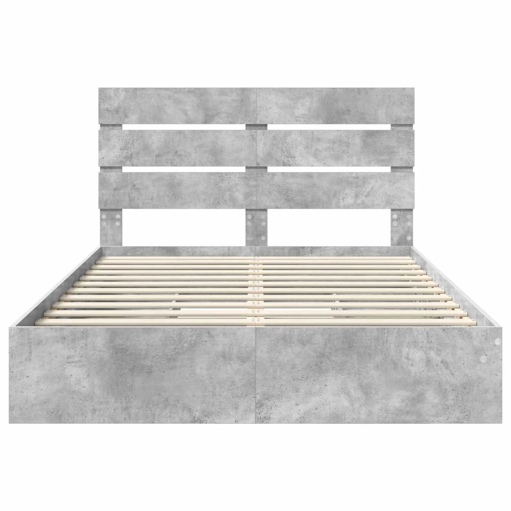 Letto con Contenitore con testiera Grigio cemento 150 x 200 cm