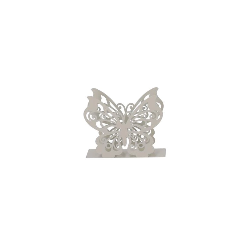 Portatovaglioli metallo farfalla crema rettangolare cm14,5x4h12