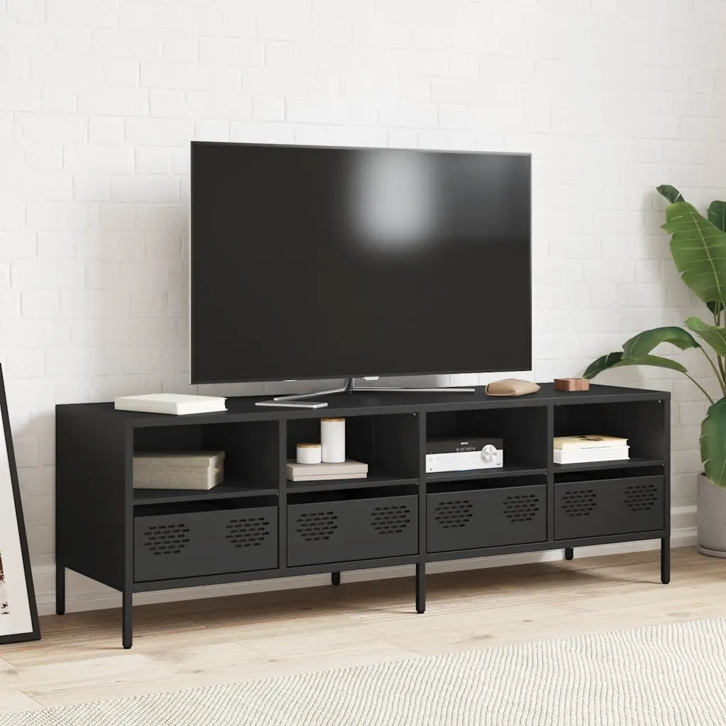 vidaXL Mobile TV Nero 135x39x43,5 cm in Acciaio Laminato a Freddo