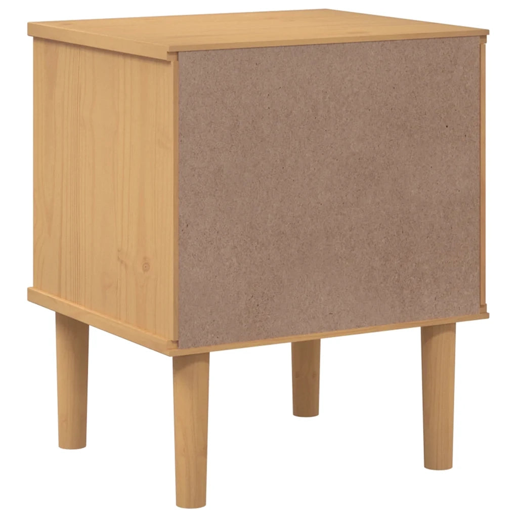 Comodino SENJA Marrone Aspetto Rattan 40x35x48 cm in Legno Pino 358010