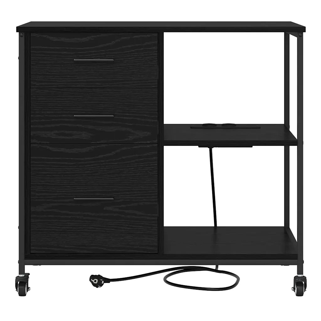Cabina con Stazione di Ricarica Rovere Nero 76 x 41 x 72 cm 859835