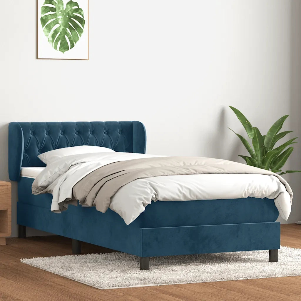 Giroletto a Molle con Materasso Blu Scuro 80x210 cm Velluto 3317761