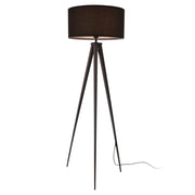 Lampada da Terra in Stile Treppiedi con Base in Metallo e Paralume Cilindrico in Tessuto E27 60W Piantana Tripode - Nero - lux.pro