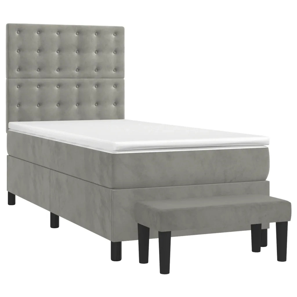 Giroletto a Molle con Materasso Grigio Chiaro 100x200cm Velluto 3138067