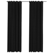 Tende Oscuranti | Tende Blackout con Ganci Effetto Lino 2 pz Antracite 140x245cm