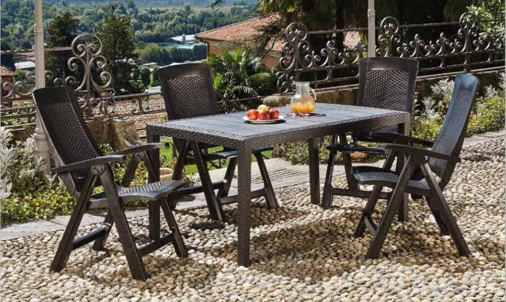 Ariana, Tavolo da Esterno 10 Posti Made in Italy, 90x150x72h cm Nero Antracite