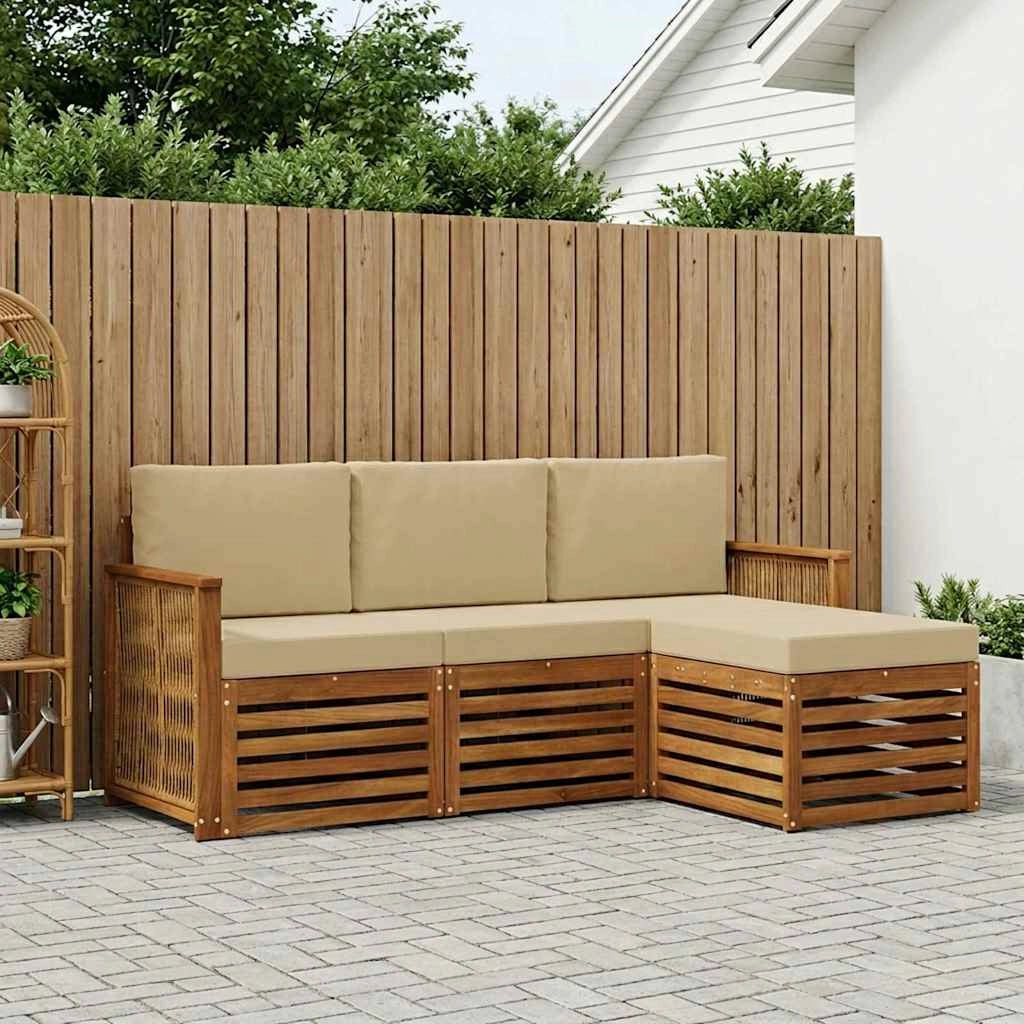 Set di divani da esterno 4 pz Naturale e Beige 3384209