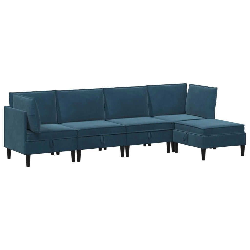 Set di mobili per il soggiorno con cuscino 5 pcs Blu Velluto
