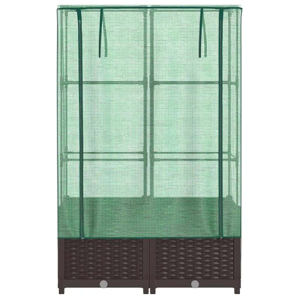 Letto Rialzato con Copertura Serra Effetto Rattan 80x40x138 cm