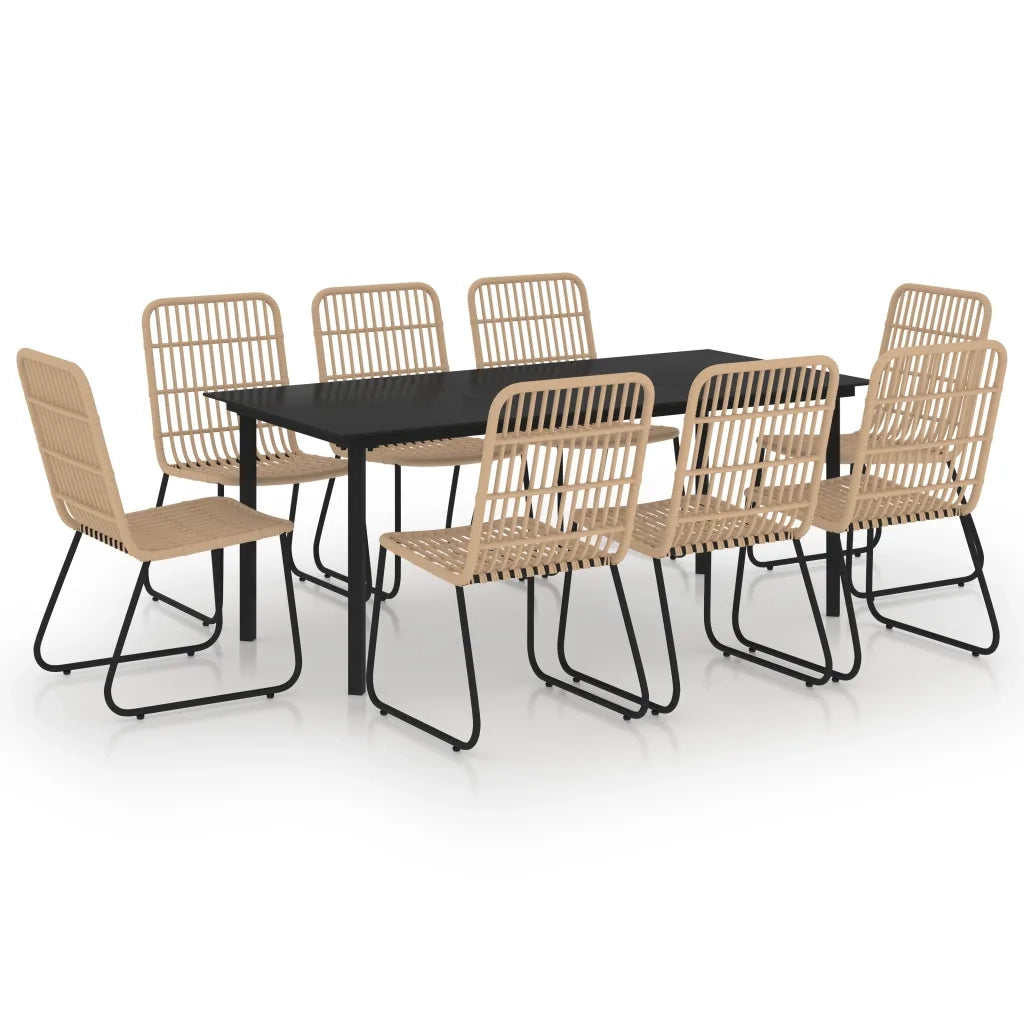 Set da Pranzo da Giardino 9 pz in Polyrattan e Vetro 3060242