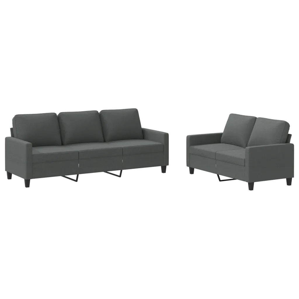 Set di Divani 2 pz con Cuscini Grigio Scuro in Tessutocod mxl 107067