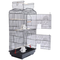 Gabbia Voliera per Uccelli Nera per Pappagalli Inseparabili con Tetto Apribile