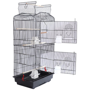 Gabbia Voliera per Uccelli Nera per Pappagalli Inseparabili con Tetto Apribile