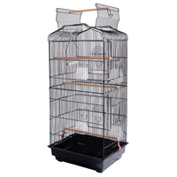 Gabbia Voliera per Uccelli Nera per Pappagalli Inseparabili con Tetto Apribile