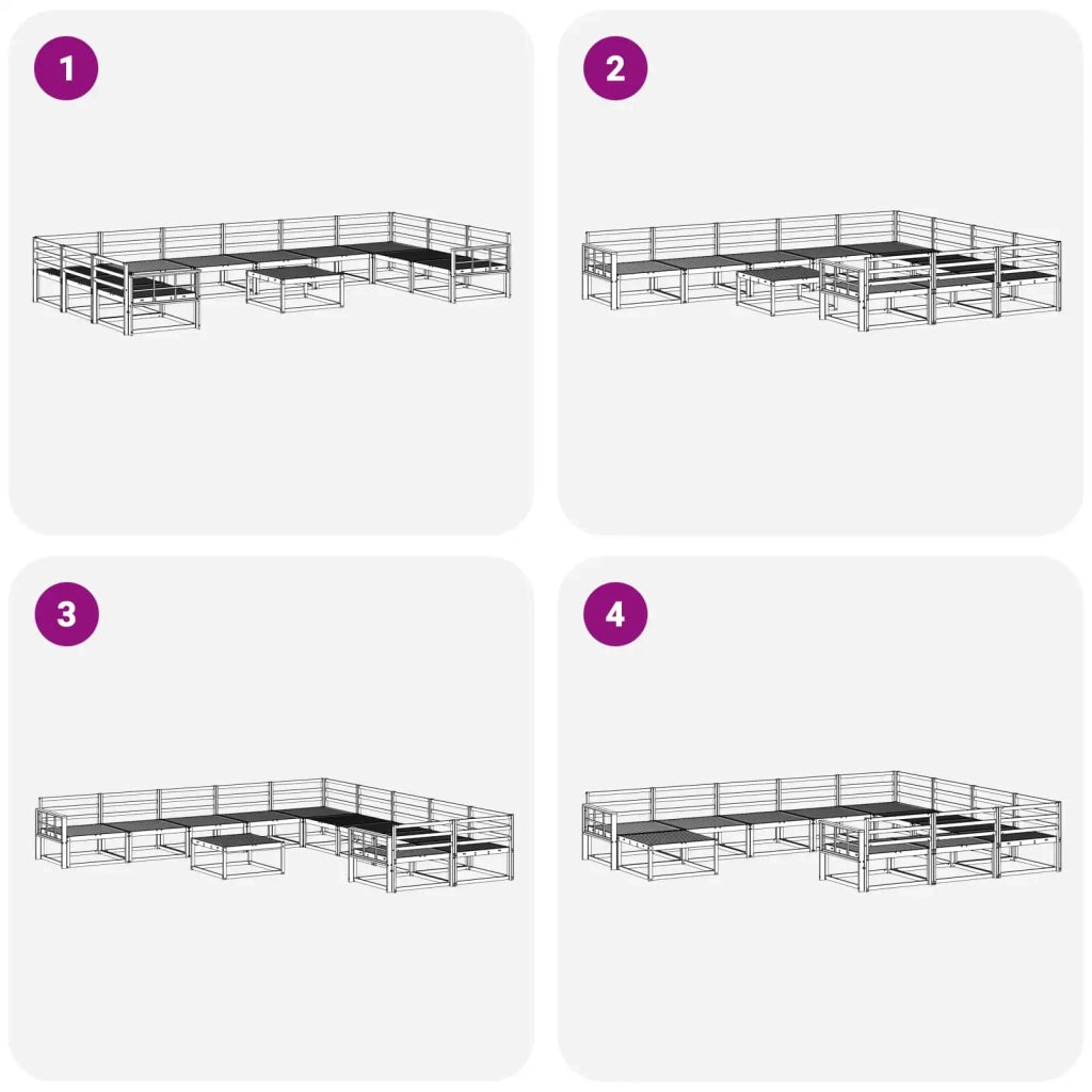 Set di divani da esterno 11 pcs Bianco Legno di Acacia Massello 3387148