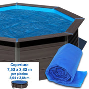 Copertura Isotermica A Bolle 7,53 X 3,33 M Per Piscine In Legno Composito Ottagonale Wpc Wood Di 8,04 X 3,86 M Dimensione piscina: 8.04 X 3.86 m