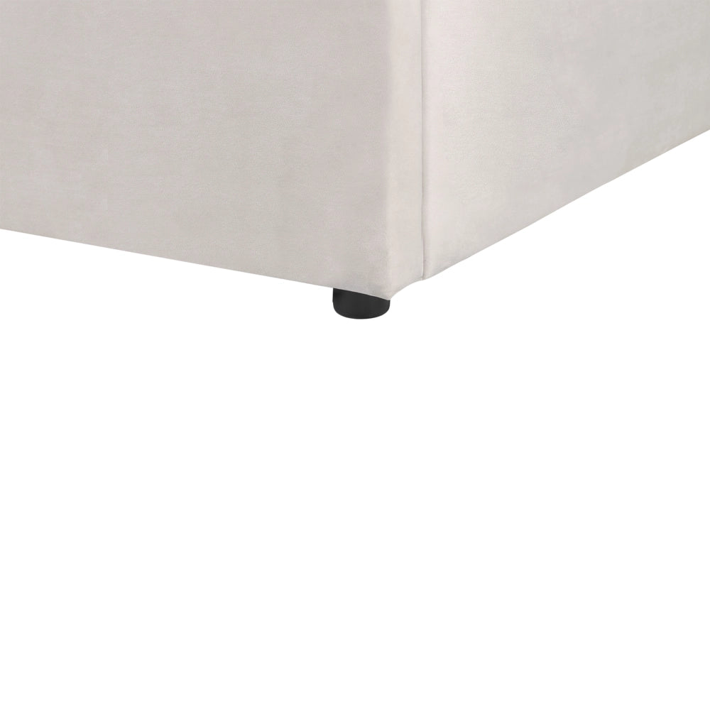 Letto con rivestimento in velluto bianco crema UE King Size 180x200cm Grande testata classica contenitore Doghe in legno