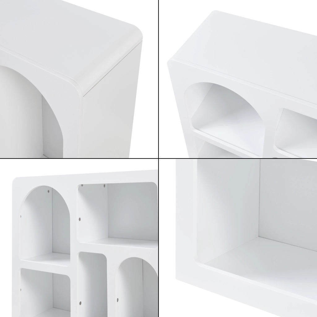 Consolle Rettangolare Vågå con 6 Scomparti Geometrici 110x30x70 cm Bianco [en.casa]