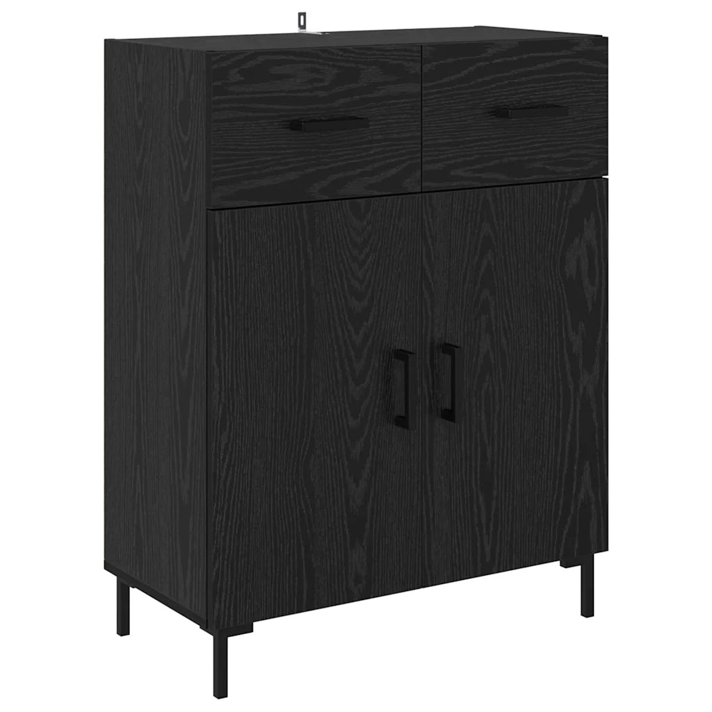 Credenza con cassetto 2 pz-Set di 2 Buffet-Armadio da cucina Rovere Nero Legno multistrato 339016