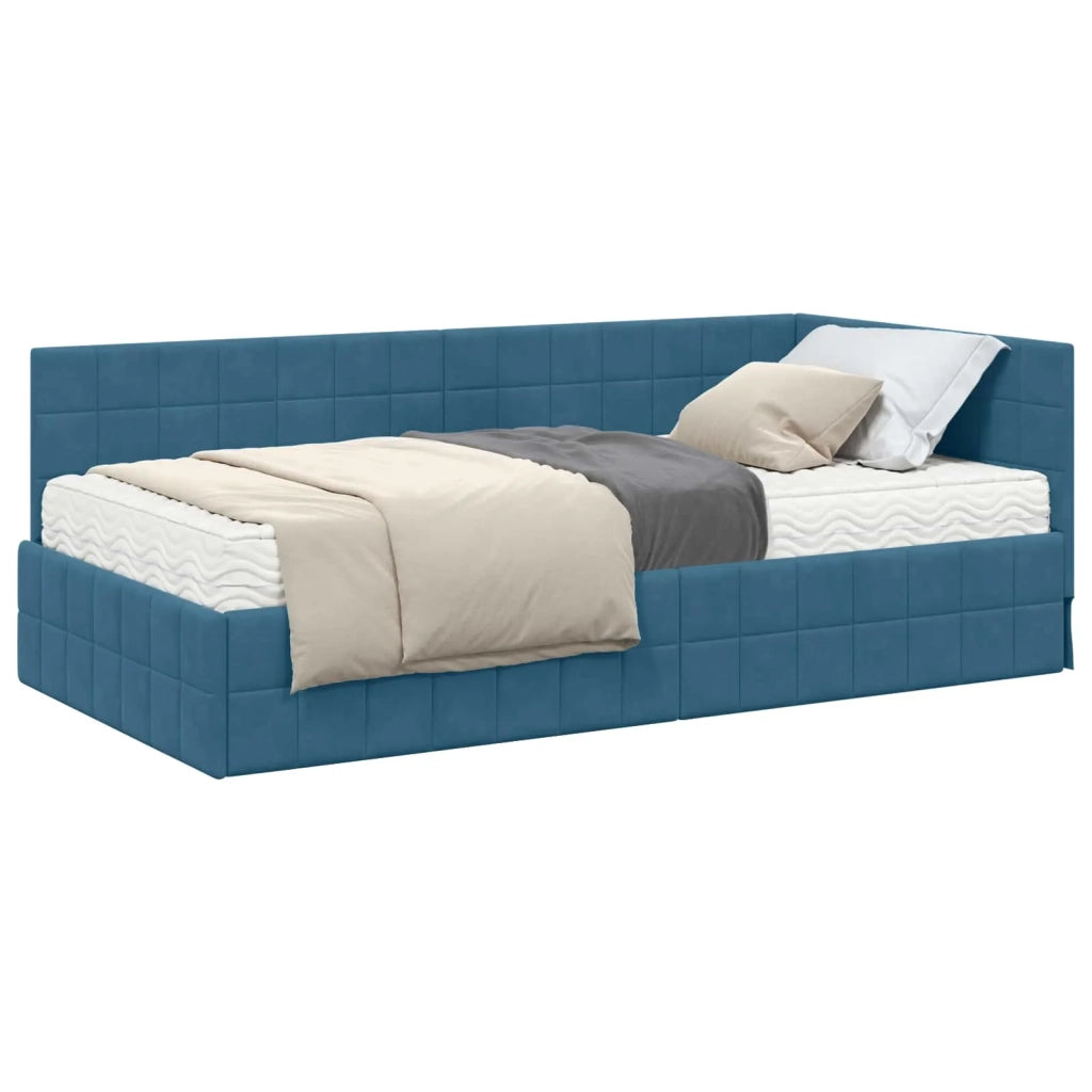 Struttura Letto Angolare con Materasso 2 pcs Blu Velluto 3393947