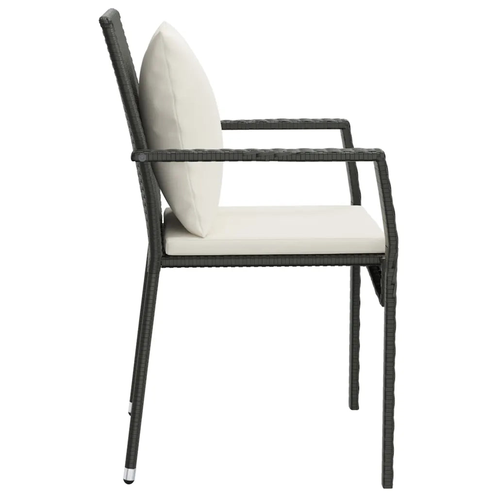 Sedie da Giardino con Cuscini 2 pz | Sedie da Esterno in Polyrattan Nere