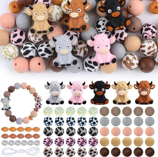 76 pezzi di Kralen in silicone 3D per spaziatura bulk, colore variabile, per DIY pen, armband e craft