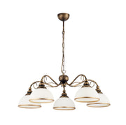 Lampadario classico bronzo patinato vetro bianco 5xE27 XSARA