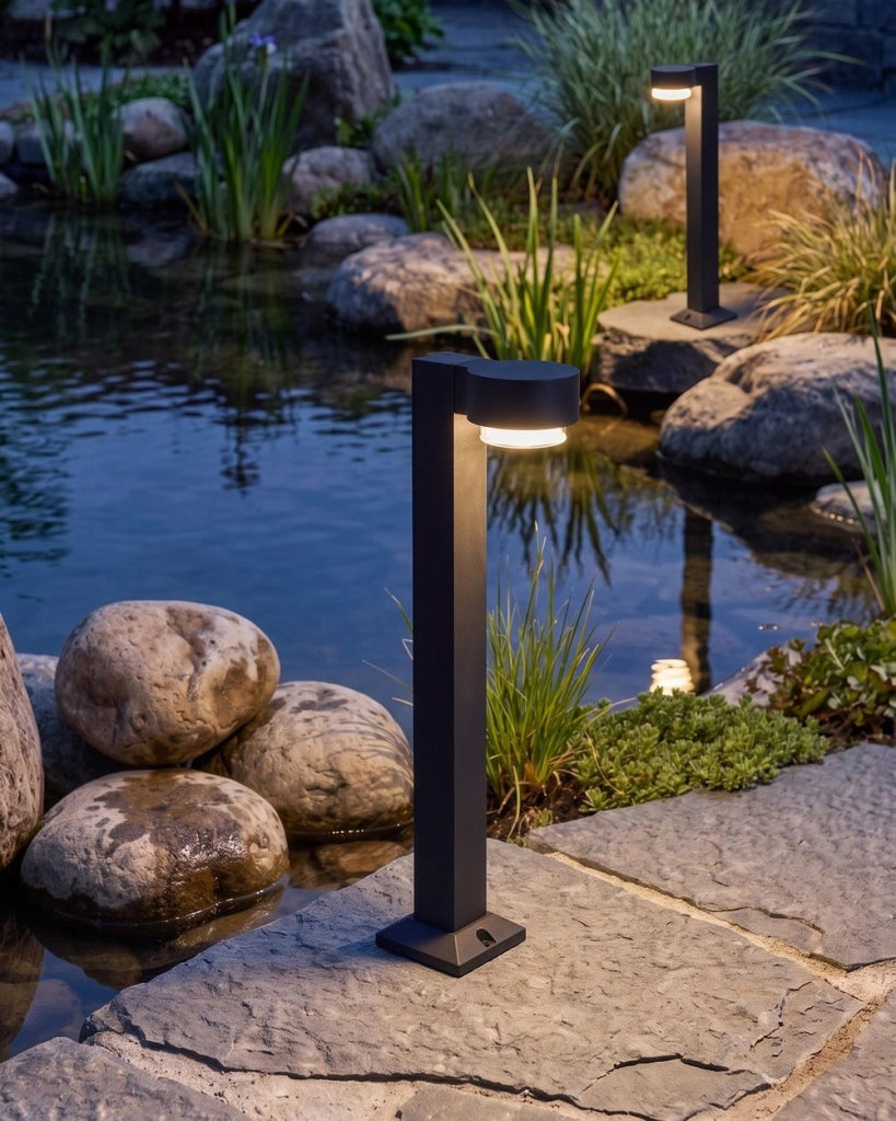 Lampada a paletto in alluminio nero, 60 cm, LED, per vialetti, illuminazione da giardino da esterno, design moderno