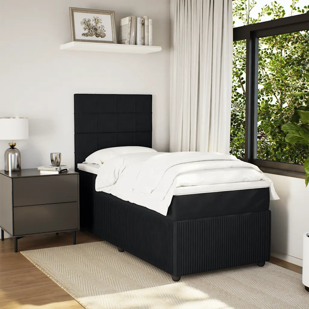 Giroletto a Molle con Materasso Nero 80x200 cm in Velluto 3294492
