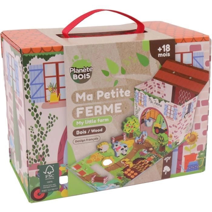 Casetta da gioco della fattoria - PLANeTE BOIS - FSC - 12 pezzi - Gioco per bambini - Dai 18 mesi