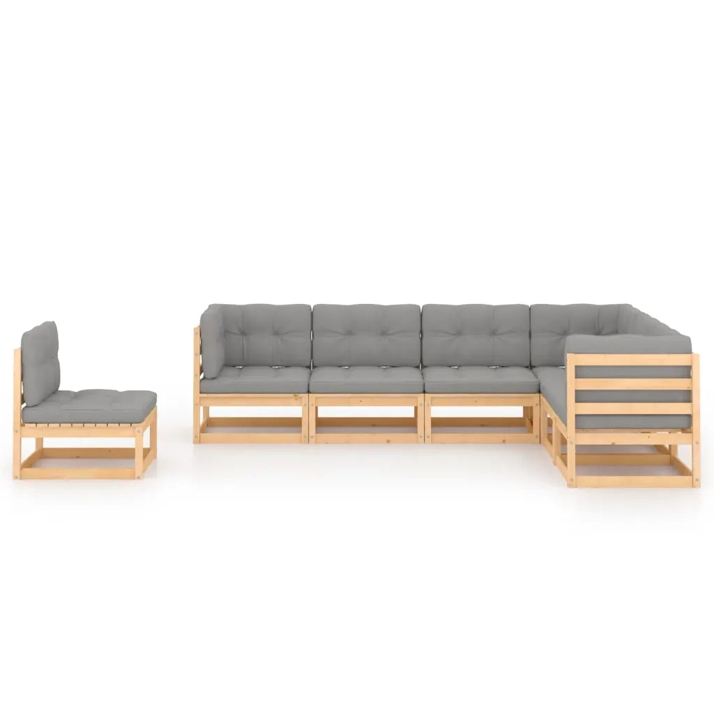 Set Divani da Giardino 7 pz con Cuscini Legno Massello di Pino cod mxl 54134