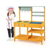 Cucina da esterno 75 x 36 x 92 cm con ripiani e lavello multifunzione design multicolore in legno di abete 20_0011586