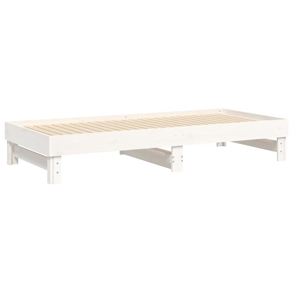 Letto da camera | Dormeuse Estraibile Bianca 2x(80x200) cm Legno Massello di Pino